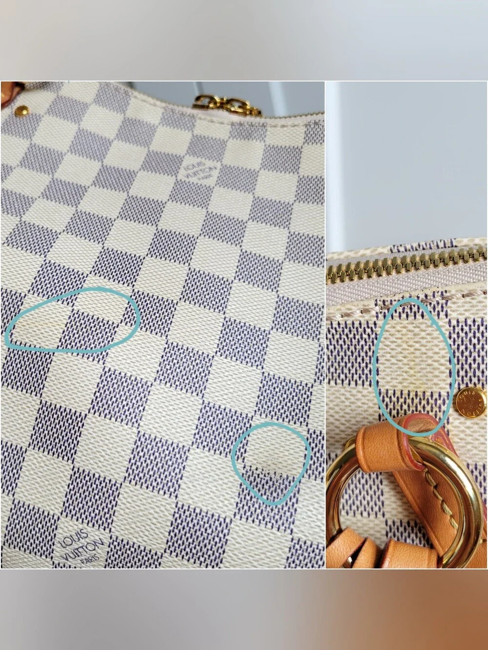 Louis Vuitton Damier Azur Satchel in Beige and Tan